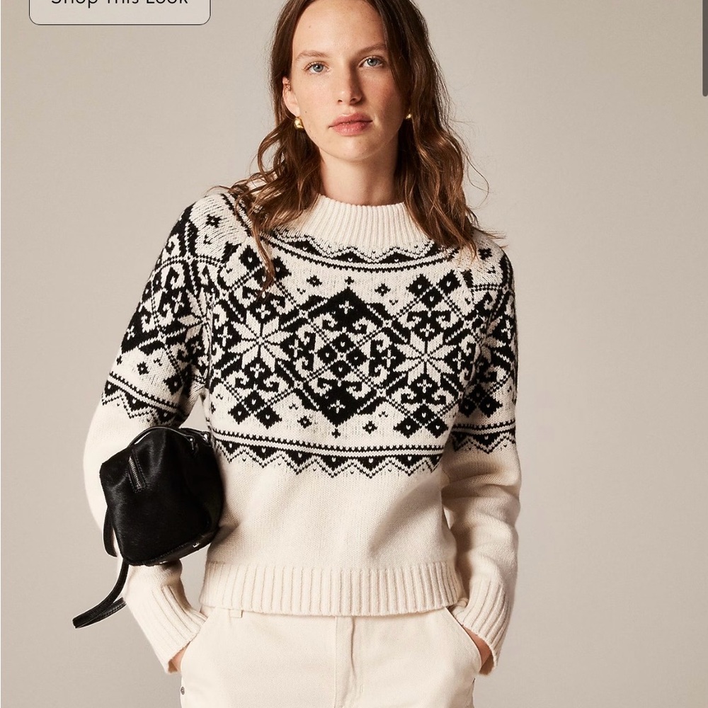 J.Crew Fair Isle Snowflake Mockneck sweater in Vintage Wool